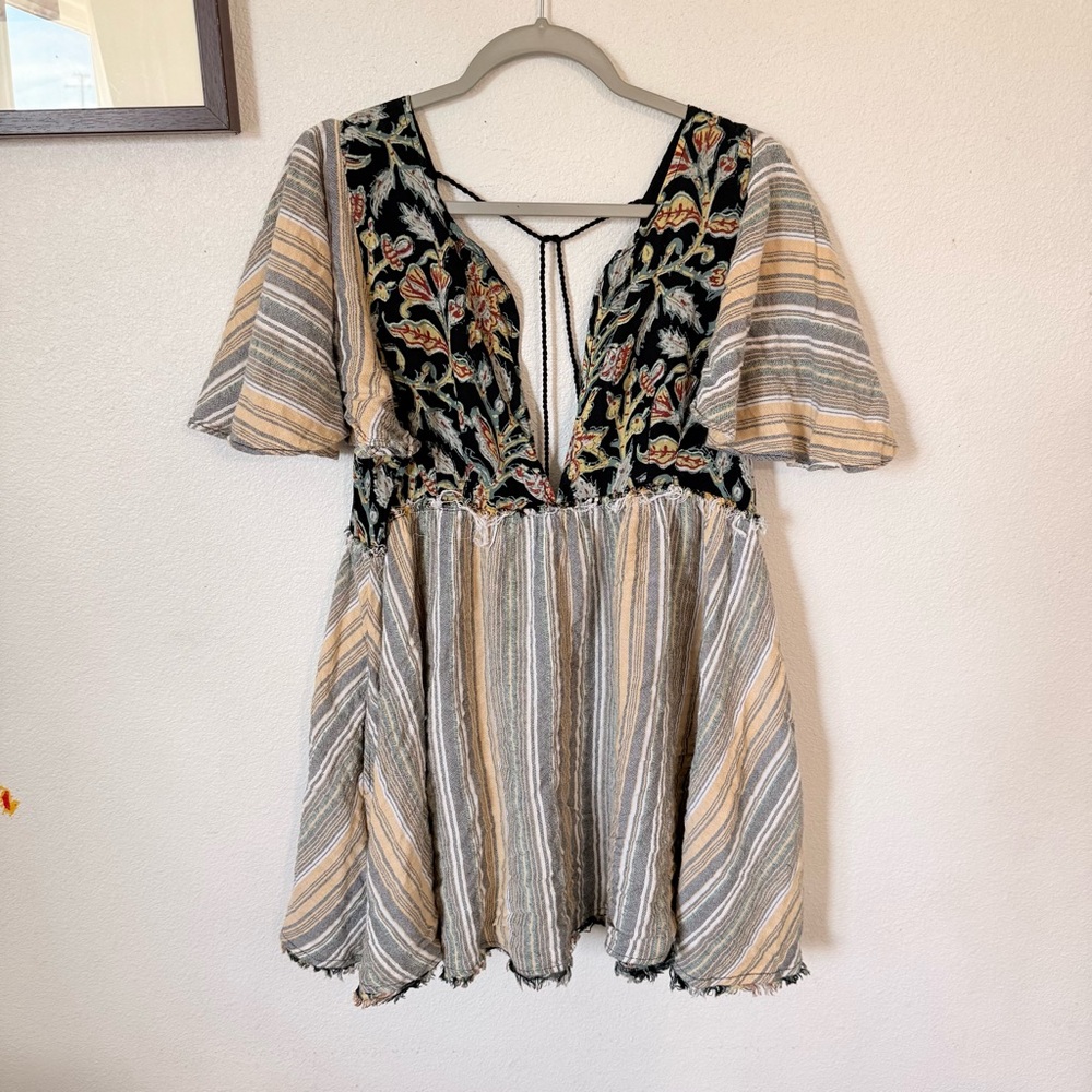 Free People Women's Under The Sun Tunic, Black Combo, Size Large - Picture 5 of 10